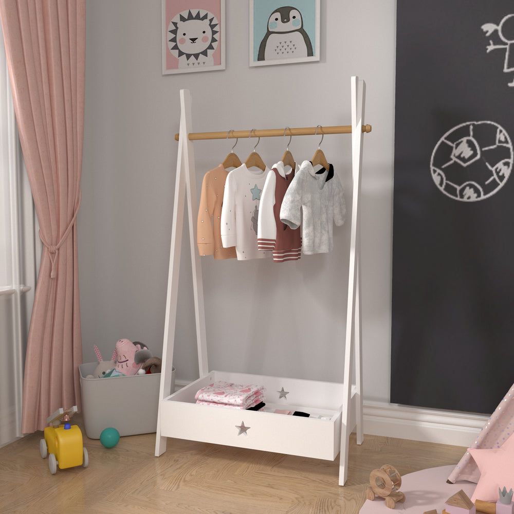 Kinder - Garderobe Laxe 126x73x43 cm Weiß/Natur [en.casa] - premiumXL