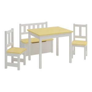 Set de table pour enfants Lousame Bois de pin naturel / blanc [en.casa]