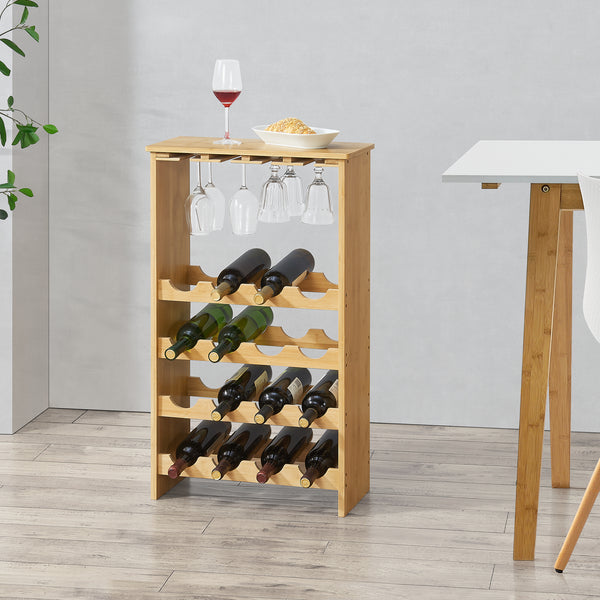 Casier à bouteilles Fetlar pour 16 bouteilles avec porte-verres 85 x 50 x 24 cm [en.casa]
