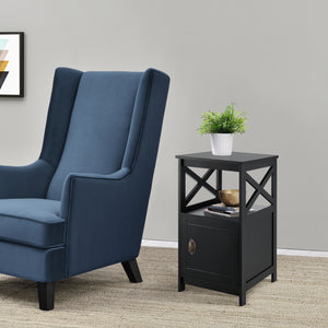 Table d'appoint Utajärvi avec compartiment de stockage à porte 74 x 40 x 40 cm noir [en.casa]