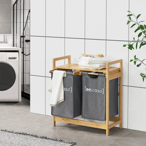 Étagère en bambou Kärkölä avec paniers à linge [en.casa]