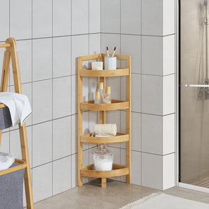 Étagère de salle de bain en bambou Lestijärvi Étagère d'angle avec 4 étagères 80x23x23cm [en.casa]