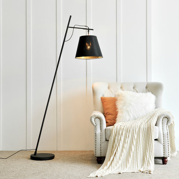Lampadaire Nottingham à abat-jour conique E27 hauteur 180 cm noir [lux.pro]