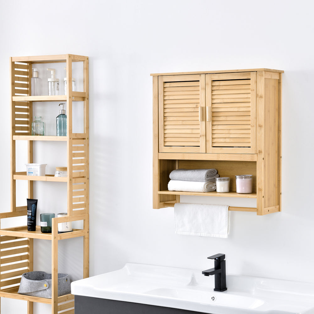 Armoire de salle de bain Tyresö armoire murale bambou 66 x 62 x 20 cm [en.casa] - premiumXL