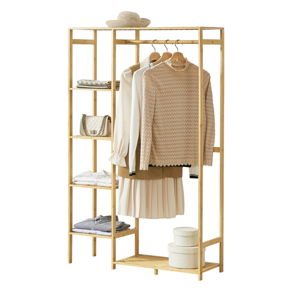 Porte-manteau Eurajoki 139x100x40 cm Bambou Nature [en.casa]