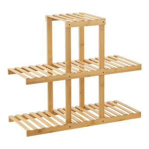 Étagère à fleurs Halsua à 3 niveaux en bambou 60 x 72 x 28 cm [en.casa]