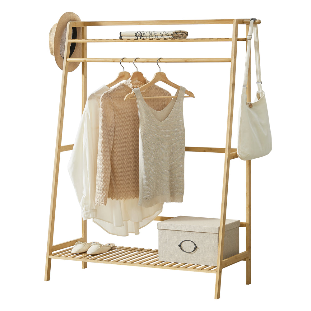 Porte-manteau Föglö 139 x 100 x 40 cm bambou naturel [en.casa] - premiumXL