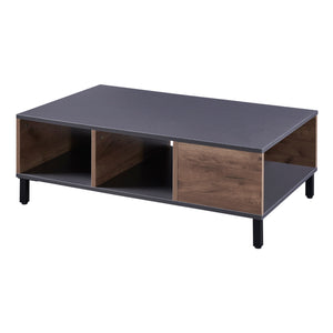 Table basse Leppävirta 90x60x33 cm Chêne rustique/Anthracite [en.casa]