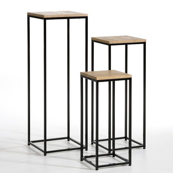Set de 3 tables d'appoint Kontiolahti gigognes noir effet bois [en.casa]
