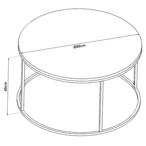 Table basse Kuhmoinen forme ronde diamètre 80 cm noir / effet bois [en.casa]