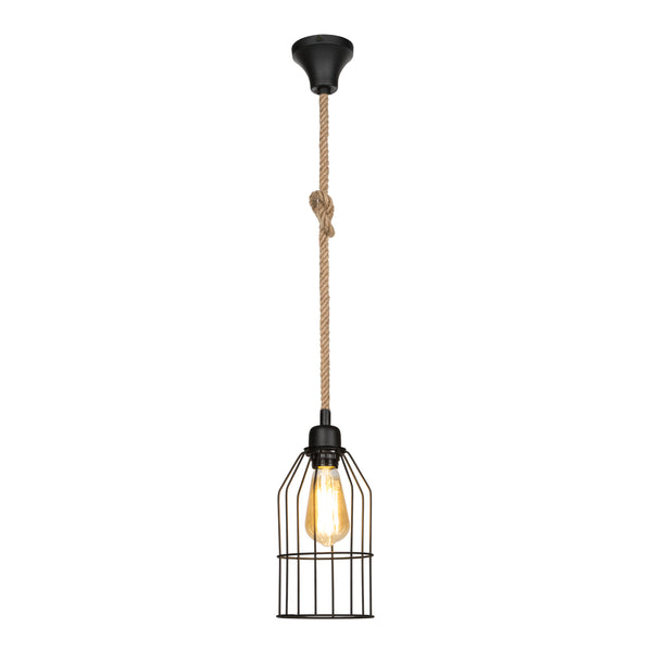 Suspension Ashford en métal et corde de jute 90 cm E27 [lux.pro]