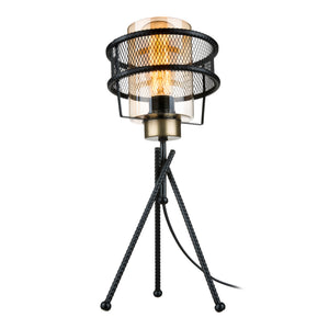 Lampe de table Burton E27 Métal Verre Noir [lux.pro]