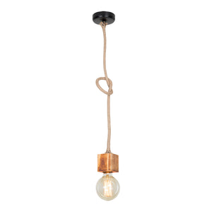 Suspension Corby en métal bois corde de jute hauteur 95 cm E27 [lux.pro]