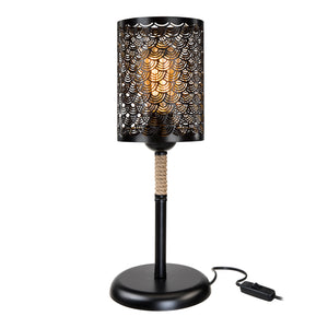Lampe de bureau Filton en métal corde de jute 45 cm E27 noir / naturel [lux.pro]