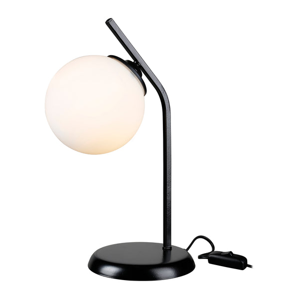 Lampe de table Grimsby E27 Métal Verre Noir / Blanc [lux.pro]