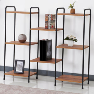 Étagère Birkerød avec 8 surfaces de rangement 100 x 110 x 30 cm Noir / Aspect noyer [en.casa]