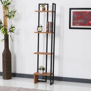 Étagère Bjergsted à 4 niveaux 150x36x21 cm effet noyer/noir [en.casa]