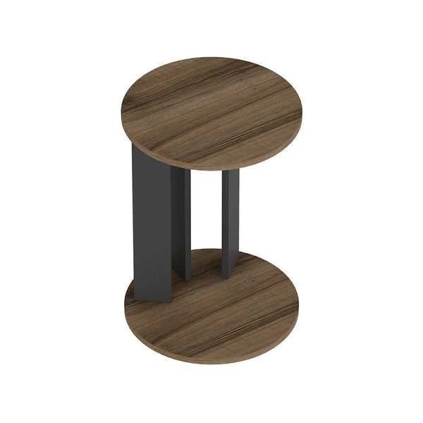 Table d'appoint Frederiksberg 64x34 cm aspect noyer / anthracite [en.casa]