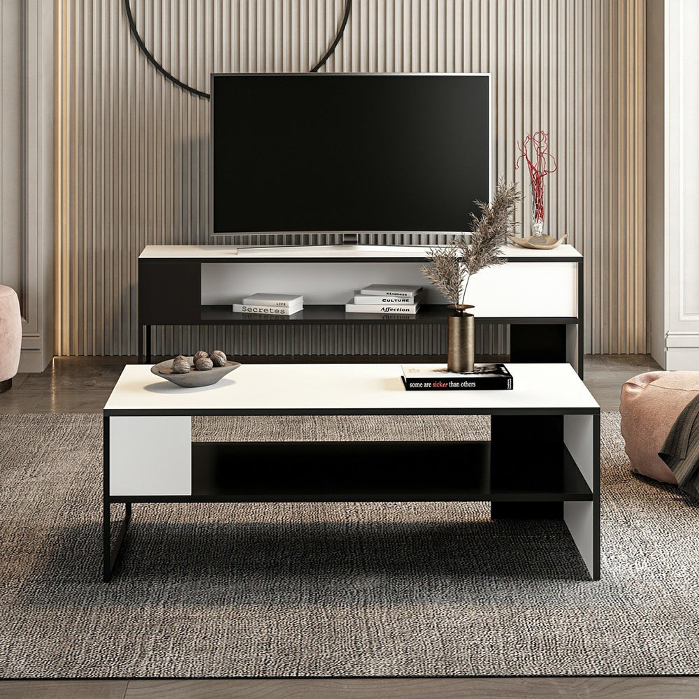 Couchtisch Ejby 42x120x60 cm Weiß / Schwarz [en.casa] - premiumXL