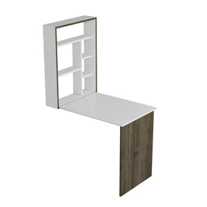 Table rabattable Greve blanc / aspect noyer [en.casa]