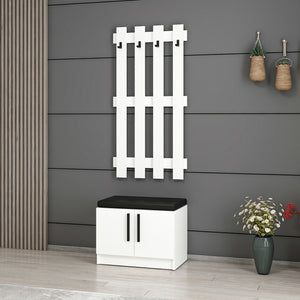 Panneau de vestiaire avec banc à chaussures Farum blanc [en.casa]