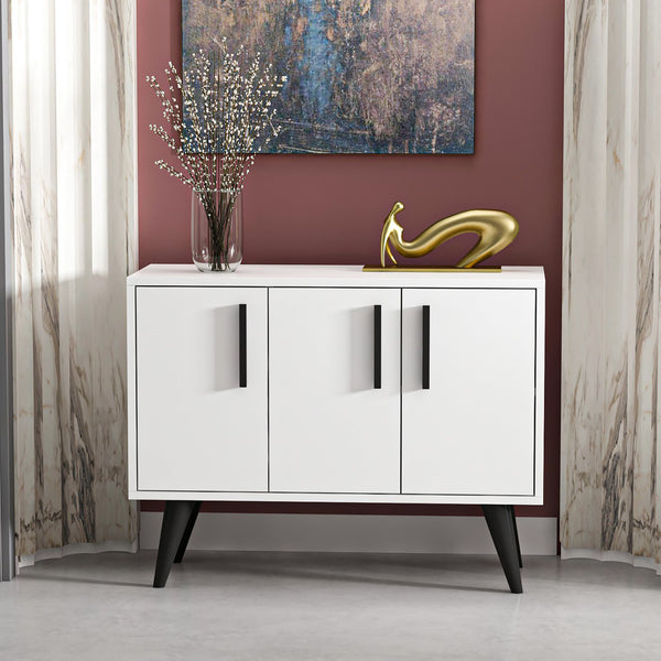 Armoire d'appoint Gedved avec 3 portes Blanc [en.casa]