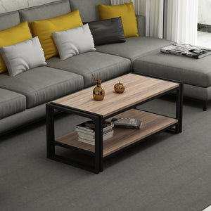 Table basse Græsted-Gilleleje avec étagère inférieure aspect chêne [en.casa]