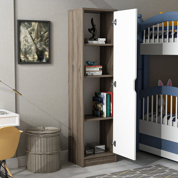 Armoire de bureau Egvad avec une porte aspect noyer / blanc [en.casa]