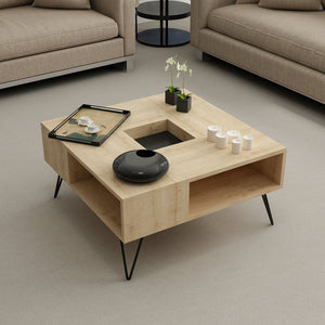 Table basse Gråsten avec compartiments de rangement Chêne Saphir / Noir [en.casa]