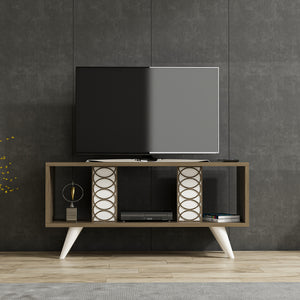 Table TV Ockelbo 45x90x30 cm Blanc / Noyer [en.casa]