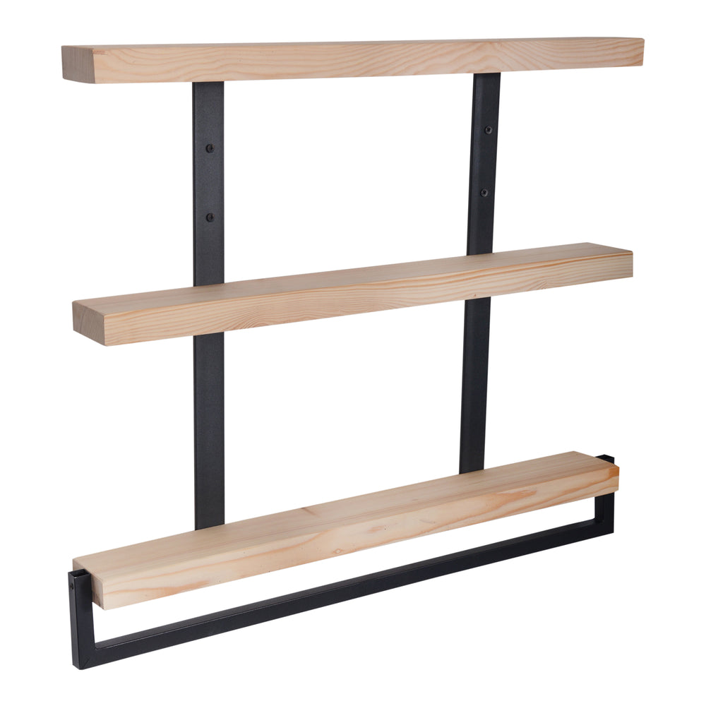 Étagère murale Nykøbing avec 3 tablettes Nature/Noir [en.casa]