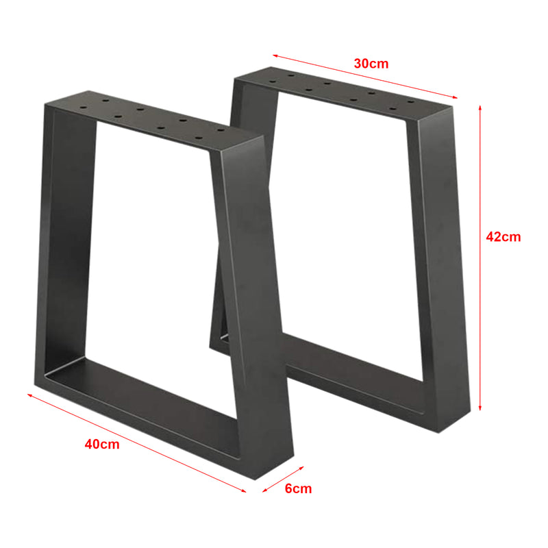 Croquis coté Set de 2 peids de table Marstal trapézoïdaux en acier hauteur 42 cm [en.casa]