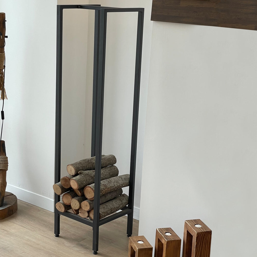 Range-bûches Taarbæk 140x35x35cm Noir [en.casa] - premiumXL