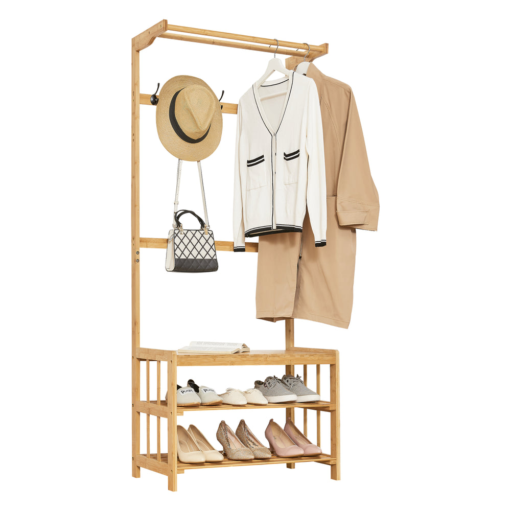 Porte-manteau Tornio 168 x 70 x 35 cm en bambou naturel [en.casa] - premiumXL