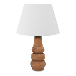 Lampe de bureau Poole E27 hauteur 30 cm bois naturel / blanc [lux.pro]