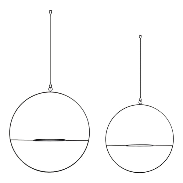 Lot de 2 supports de plante Opsterland à suspendre en métal noir [en.casa]