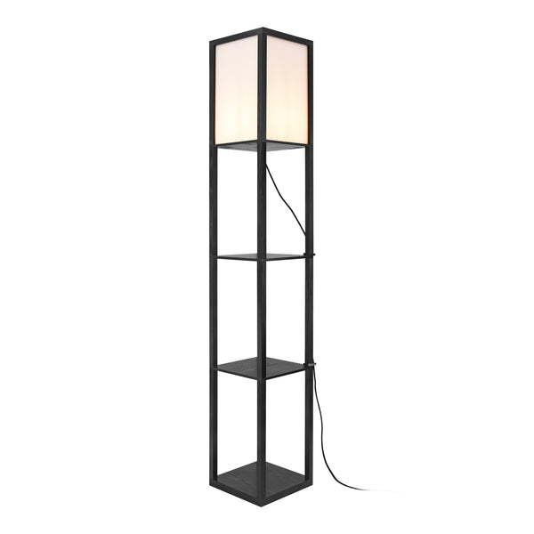 Lampadaire Stapleford avec étagère E27 hauteur 160 cm noir blanc [lux.pro]