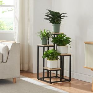 Étagère à plantes Ameland 4 niveaux noir effet bois [en.casa]