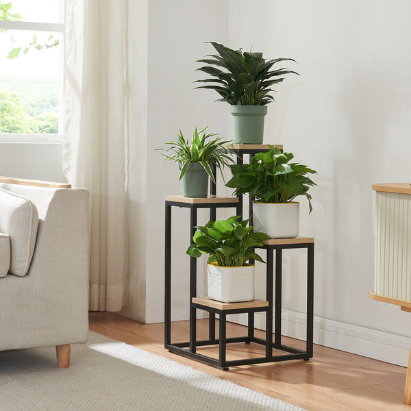 Étagère à plantes Ameland 4 niveaux noir effet bois [en.casa]