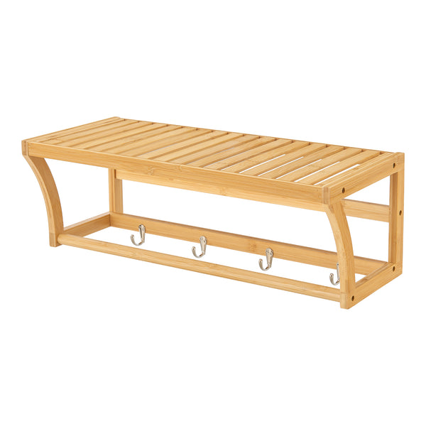 Étagère murale avec crochets Langeland bambou 20,5 x 59,5 x 25,5 cm naturel [en.casa]