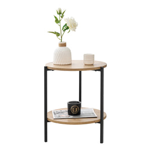Table d'appoint Kuopio 50xØ40cm Noir/Aspect bois [en.casa]