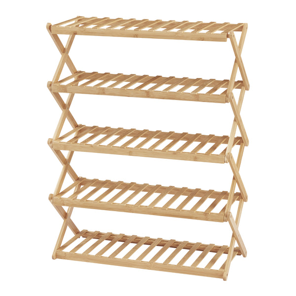 Étagère à chaussures pliable Fitzbek bambou 89 x 67 x 26 cm naturel [en.casa]