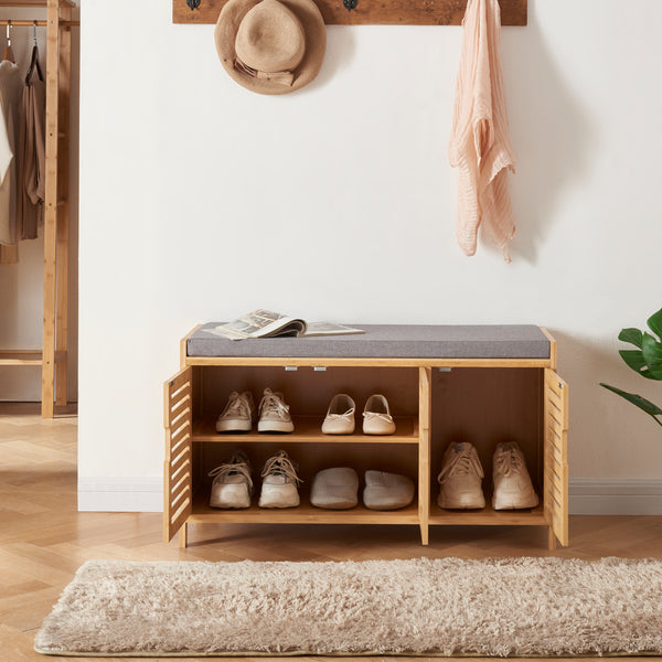 Armoire à chaussures Selk avec assise en bambou [en.casa]