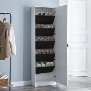 Armoire à chaussures Meura 160x48x20cm miroir Blanc [en.casa]