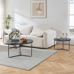 Table d'appoint Poxdorf 2 pcs. aspect marbre, noir [en.casa]