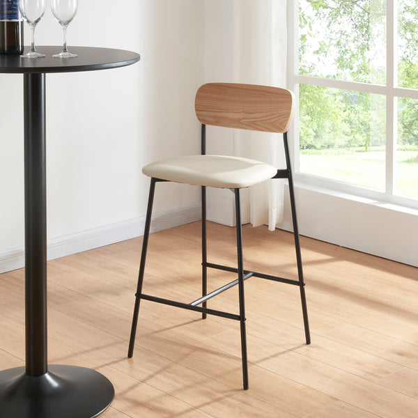 Tabouret de bar Jyväskylä lot de 2 89x40x45 cm Beige [en.casa]