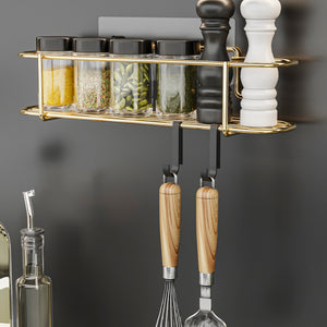 Étagère à épices Naantali métal 32 x 8 x 7 cm or noir [en.casa]