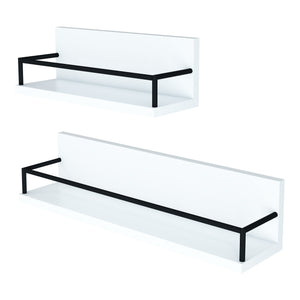 Étagère murale Grue lot de 2 Blanc/Noir [en.casa]