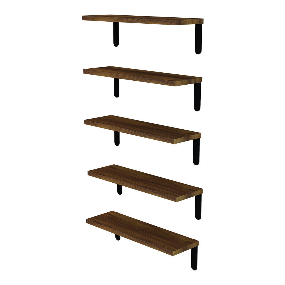 Étagère murale Frogn lot de 5 Couleur bois/Noir [en.casa]