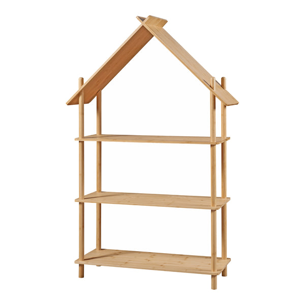 Étagère pour enfants Hamarøy en bambou aspect maison 137x90x30cm [en.casa]